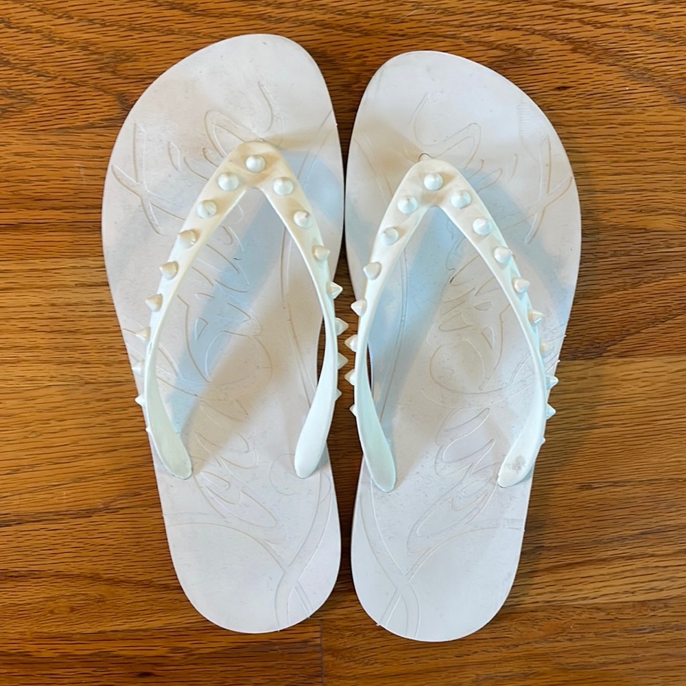 Christian Louboutin white the flip flops